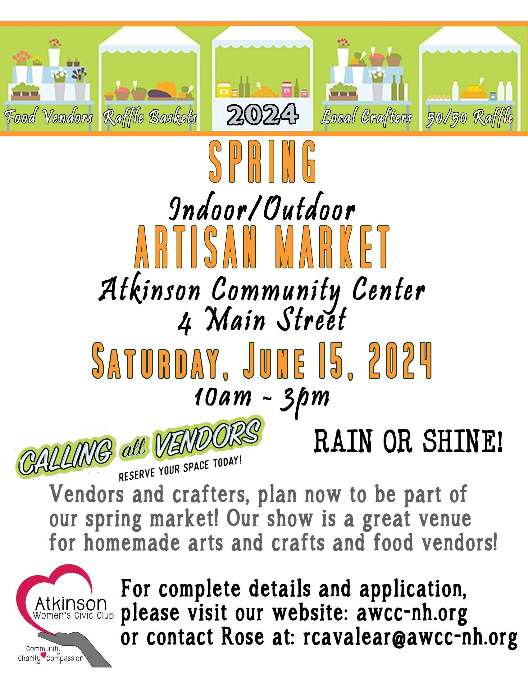 June 2024 Indoor and Outdoor Artisan Market information flyer