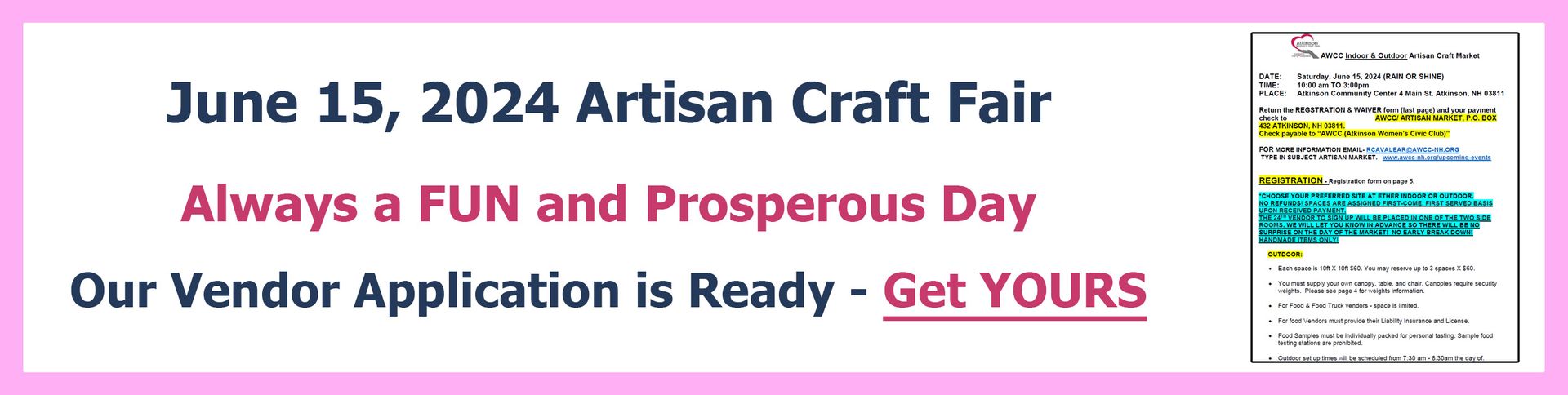 Vendor Application Artisan Craft and Food Market