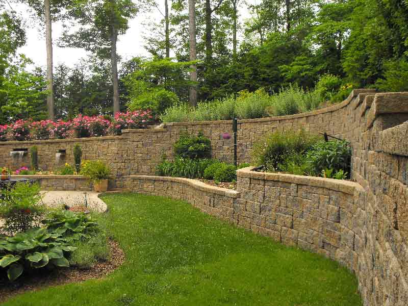 retaining wall with flowers - landscape architecture in Tri-Cities VA & TN, Virginia & West Virginia