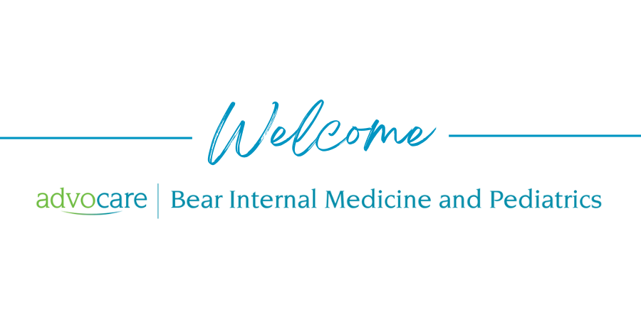 A welcome sign for advocare bear internal medicine and pediatrics.