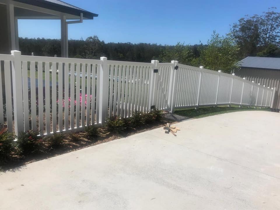 White PVC Fence With Gate — Professional Fencing in Taree, NSW