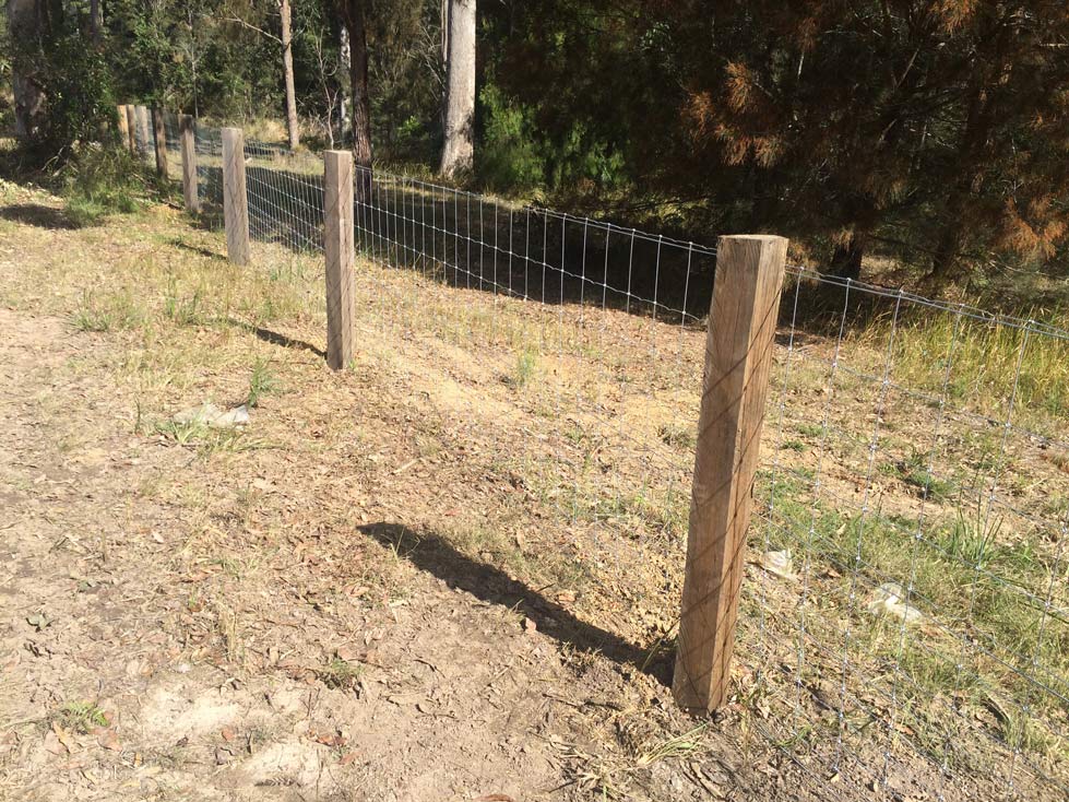 Wire Fence With Wooden Post — Professional Fencing in Taree, NSW