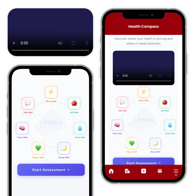 Two blank smartphone screens and a rectangular placeholder box with a 