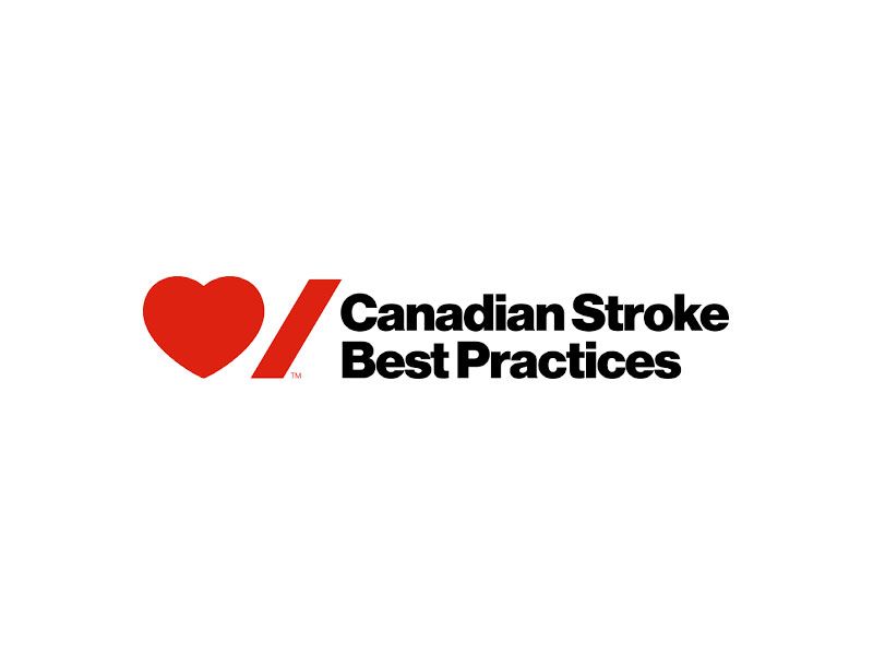 A logo for canadian stroke best practices with a red heart.