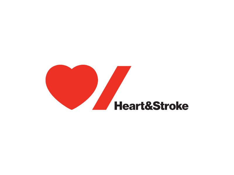 A red heart with the words heart & stroke below it