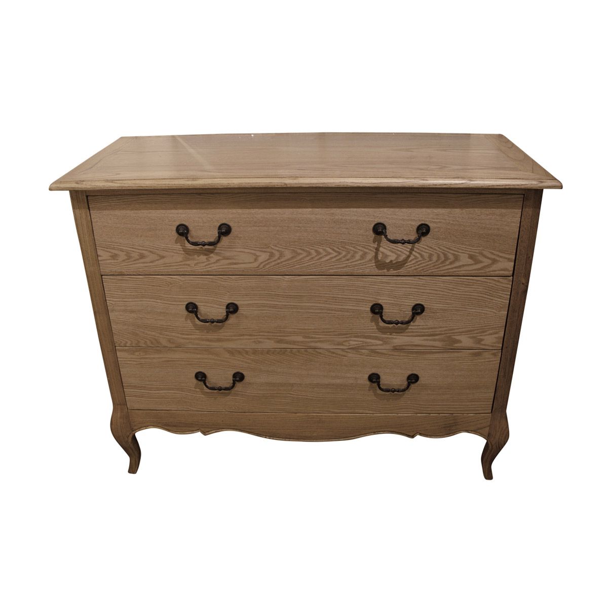 An all timber chest of drawers with three full width drawers.