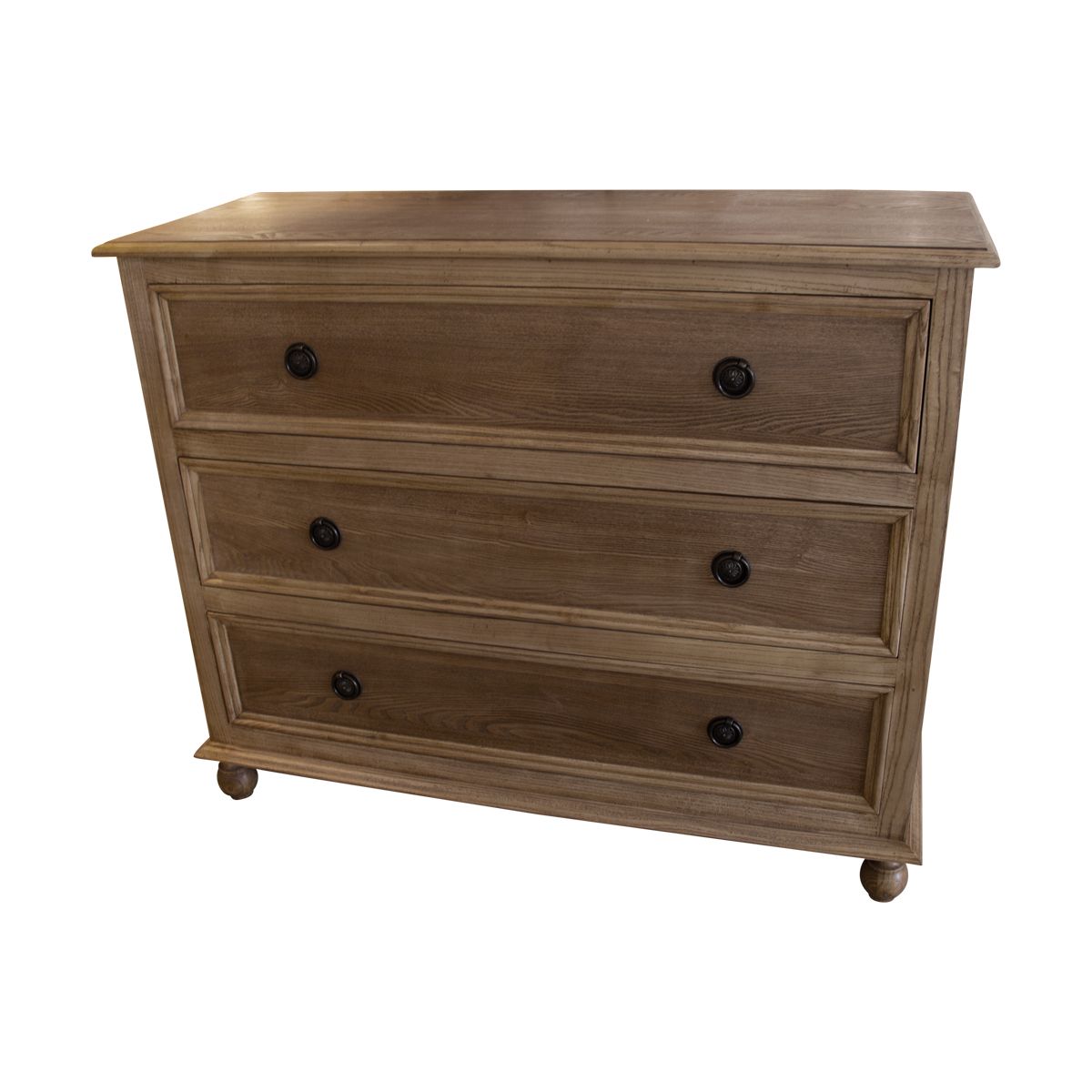 An all timber chest of drawers with three full width drawers.