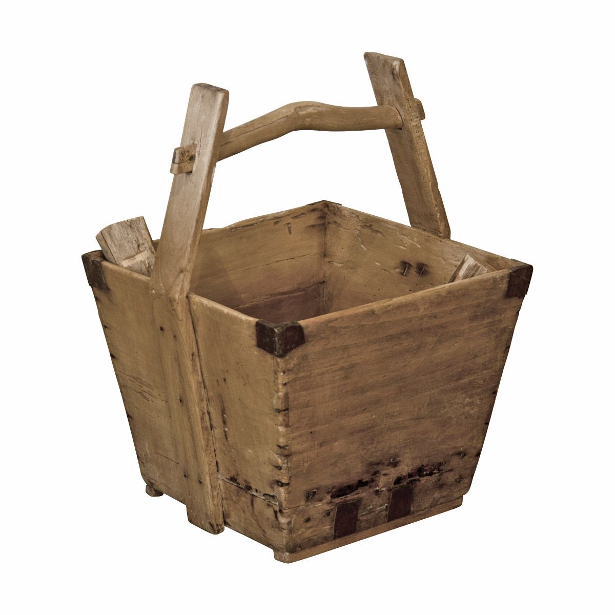 An all wood bucket and handle.