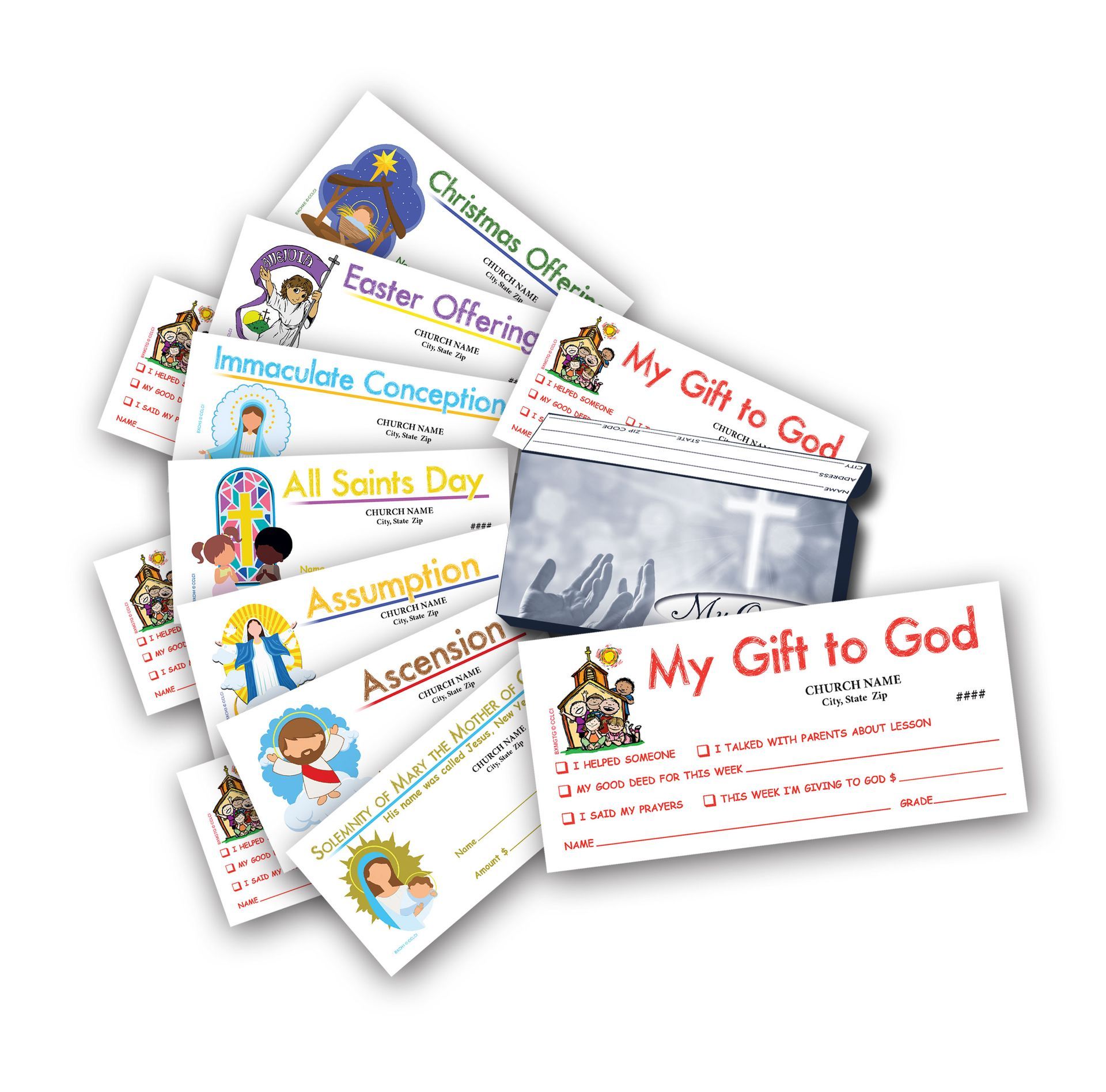A bunch of envelopes with one that says my gift to god