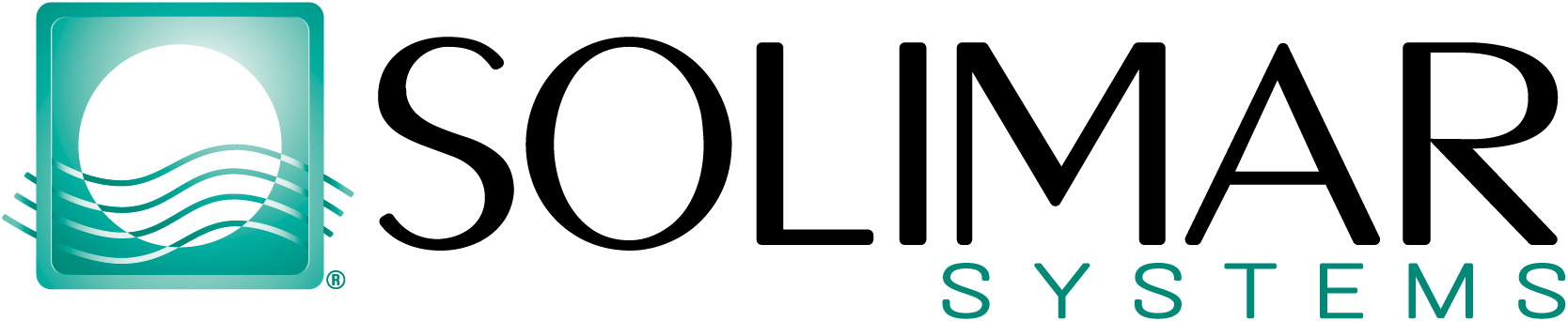 A logo for solimar systems with a blue circle in the middle