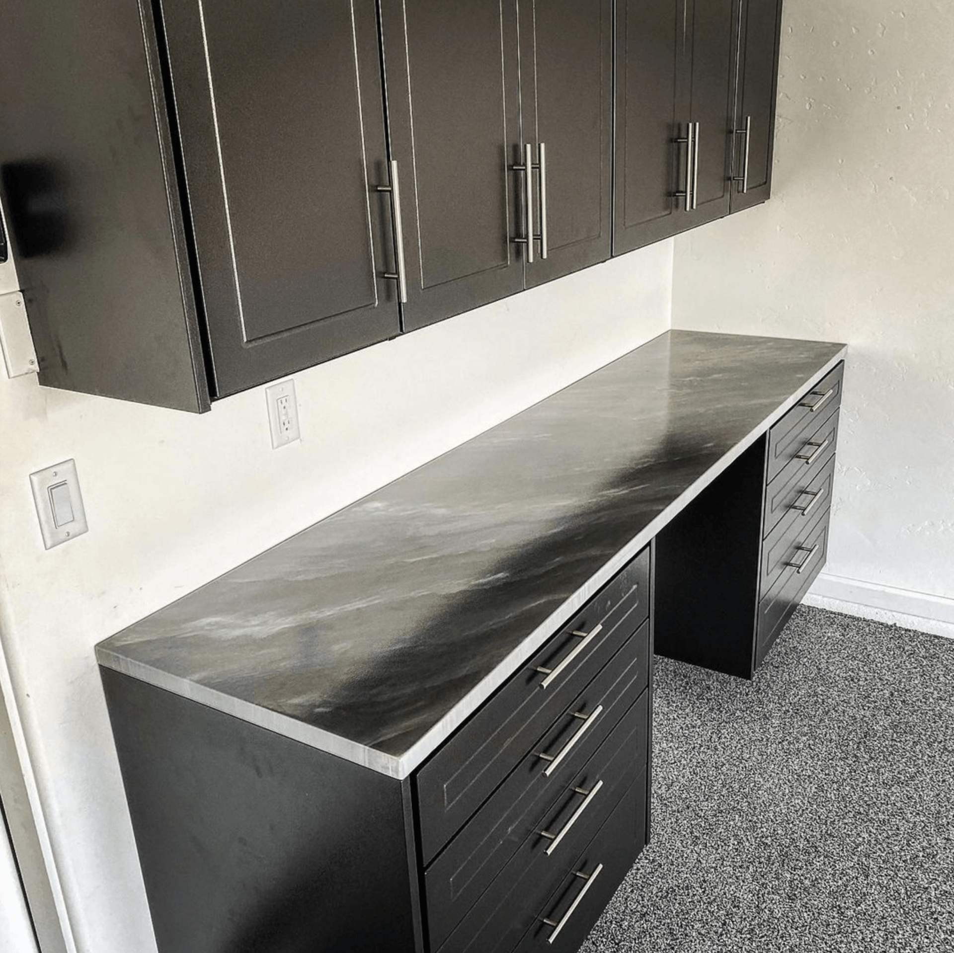 cabinet organization, organization, epoxy counter,