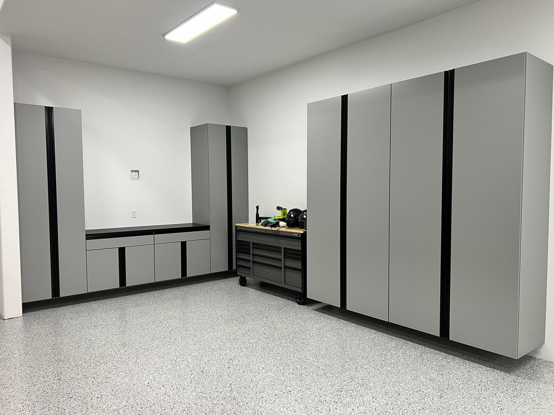 Dove Grey Powder Coated Black Handles