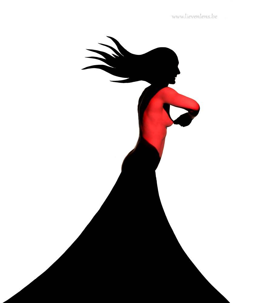 silhouet van een model op een witte achtergrond