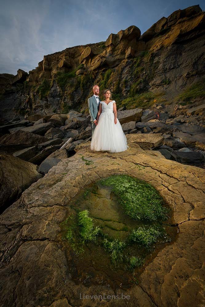 Huwelijksfoto's op een strand in cap gris nez