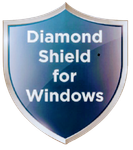A diamond shield for windows logo on a white background