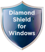 A diamond shield for windows logo on a white background