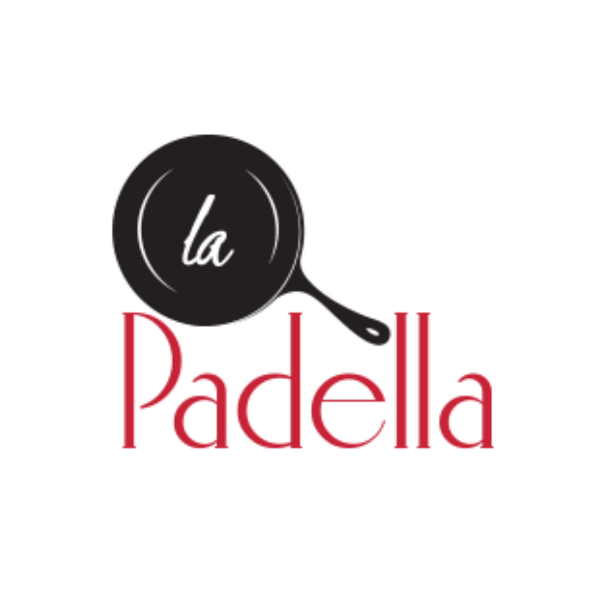 La Padella logo with a black frying pan and red text on a white background