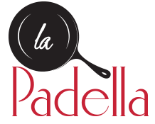 Black skillet logo with &ldquo;la&rdquo; above the red word &ldquo;Padella&rdquo;
