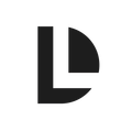 A black and white letter l with a circle around it on a white background.