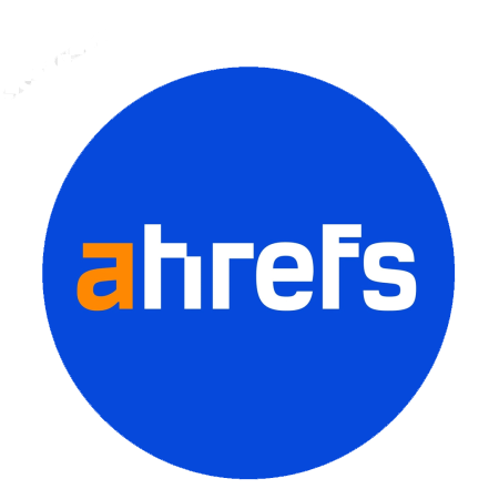 Ahrefs logo: white text on orange 