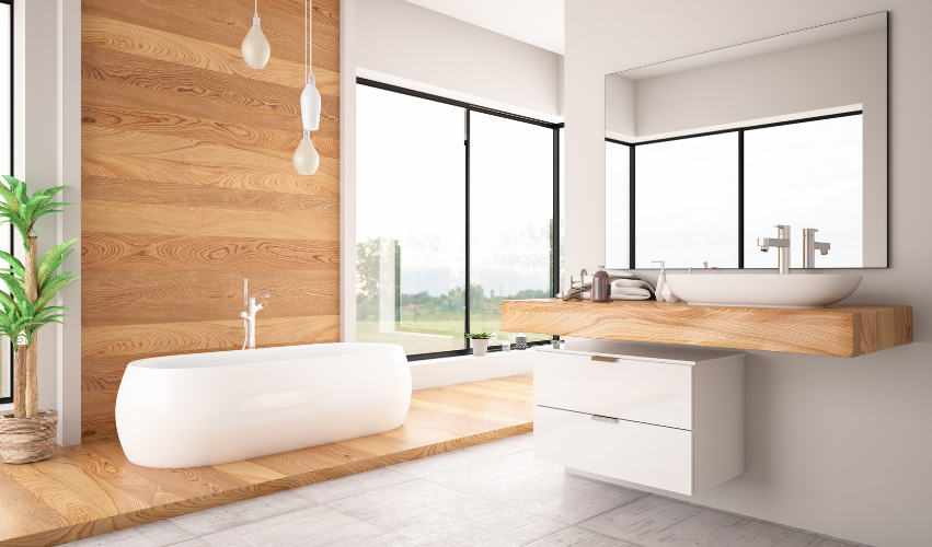 A bathroom with a sink , toilet , bathtub and mirror.
