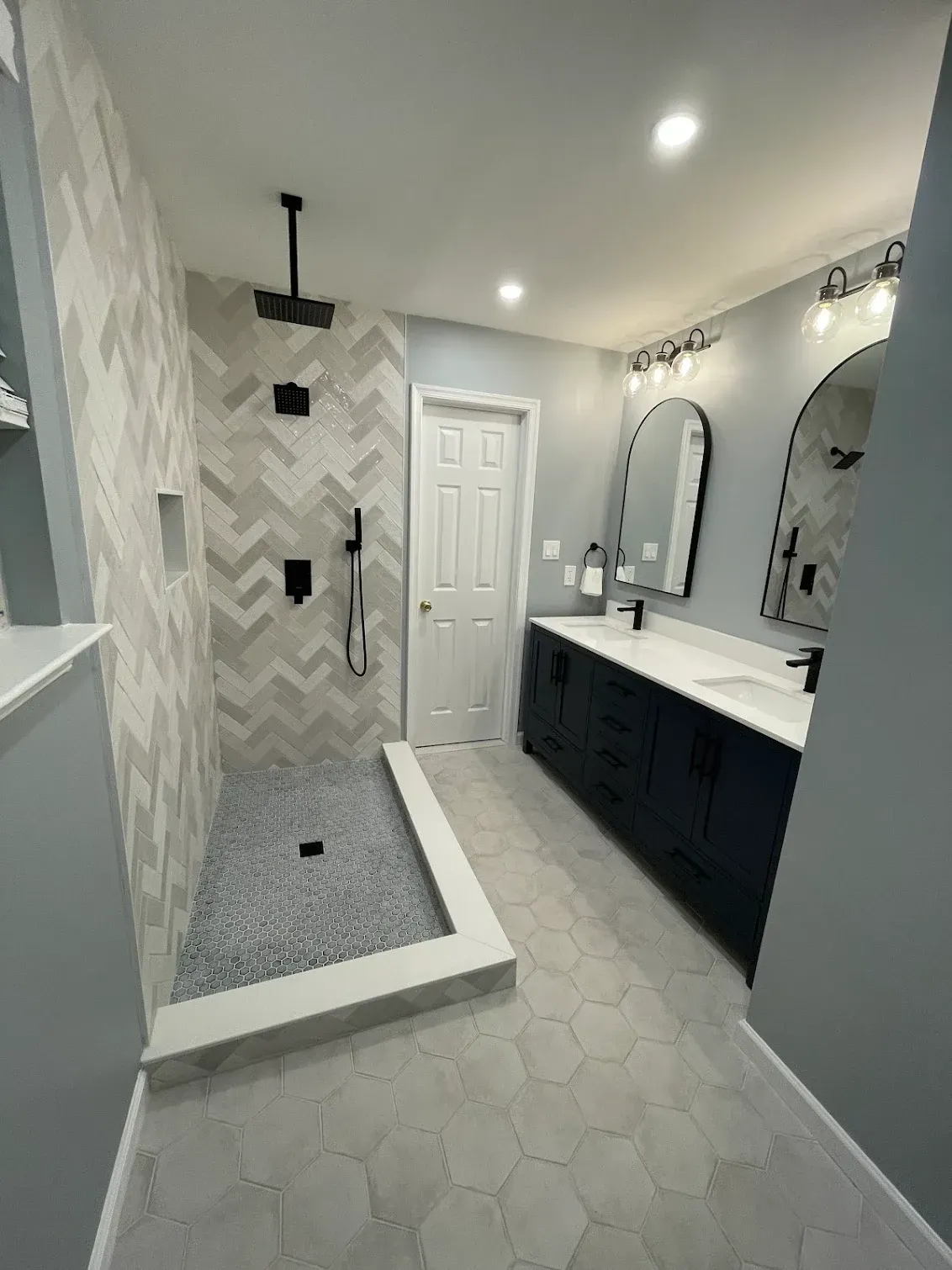 Modern Bathroom with Walk-in Shower and Double Vanity