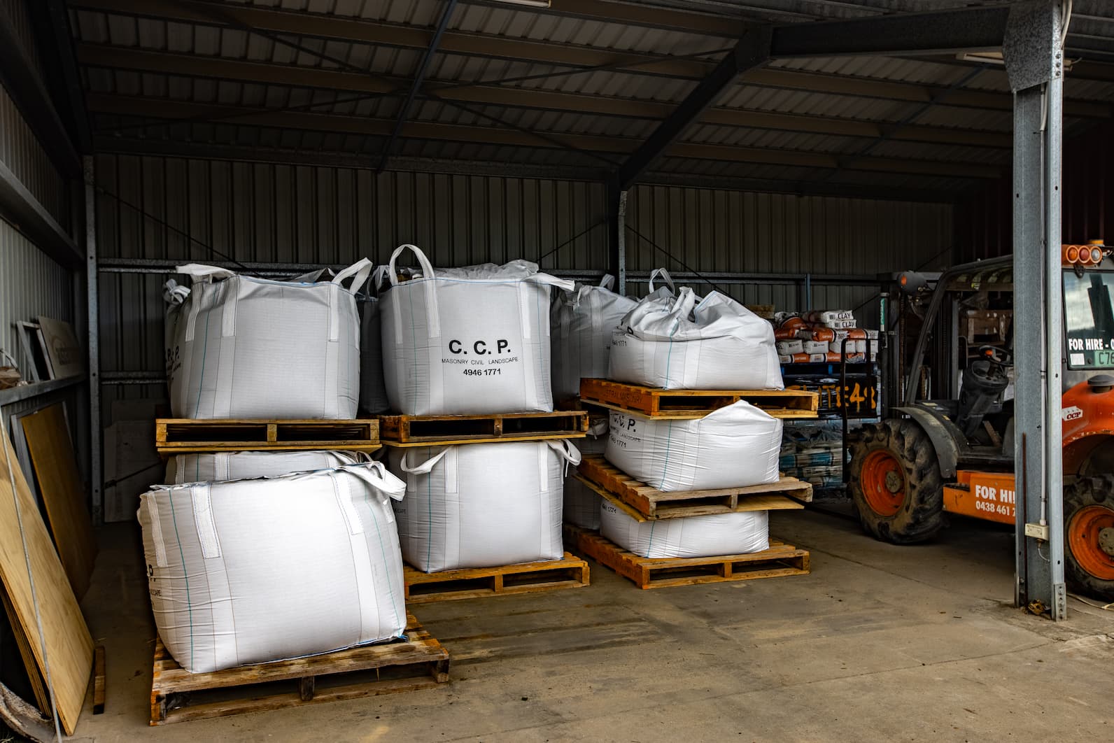 Shed filled with Stock — Cannonvale Concrete Products in Cannonvale, QLD
