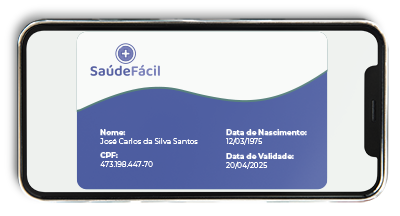 smartphone mostrando cartão de saúde com os planos de assinatura de saúde