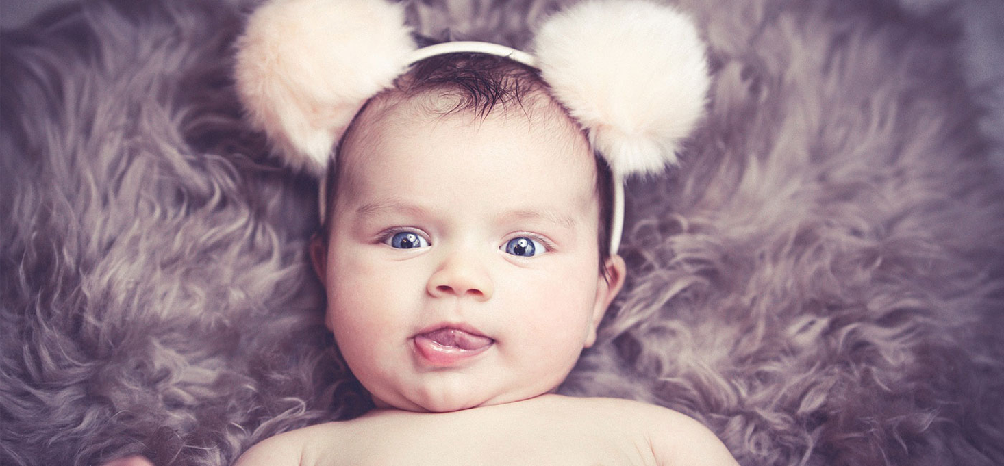Baby wearing fuzzy headband