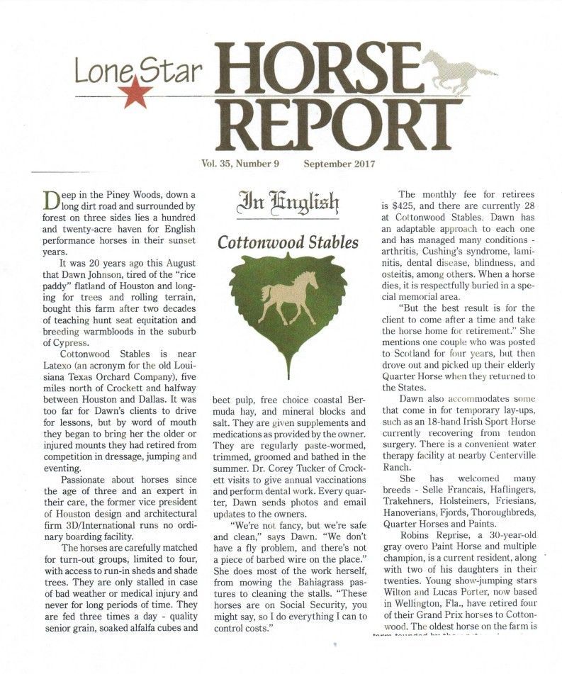 The lone star horse report is a newspaper with a picture of a horse on the front page.