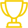 A yellow trophy icon on a white background.