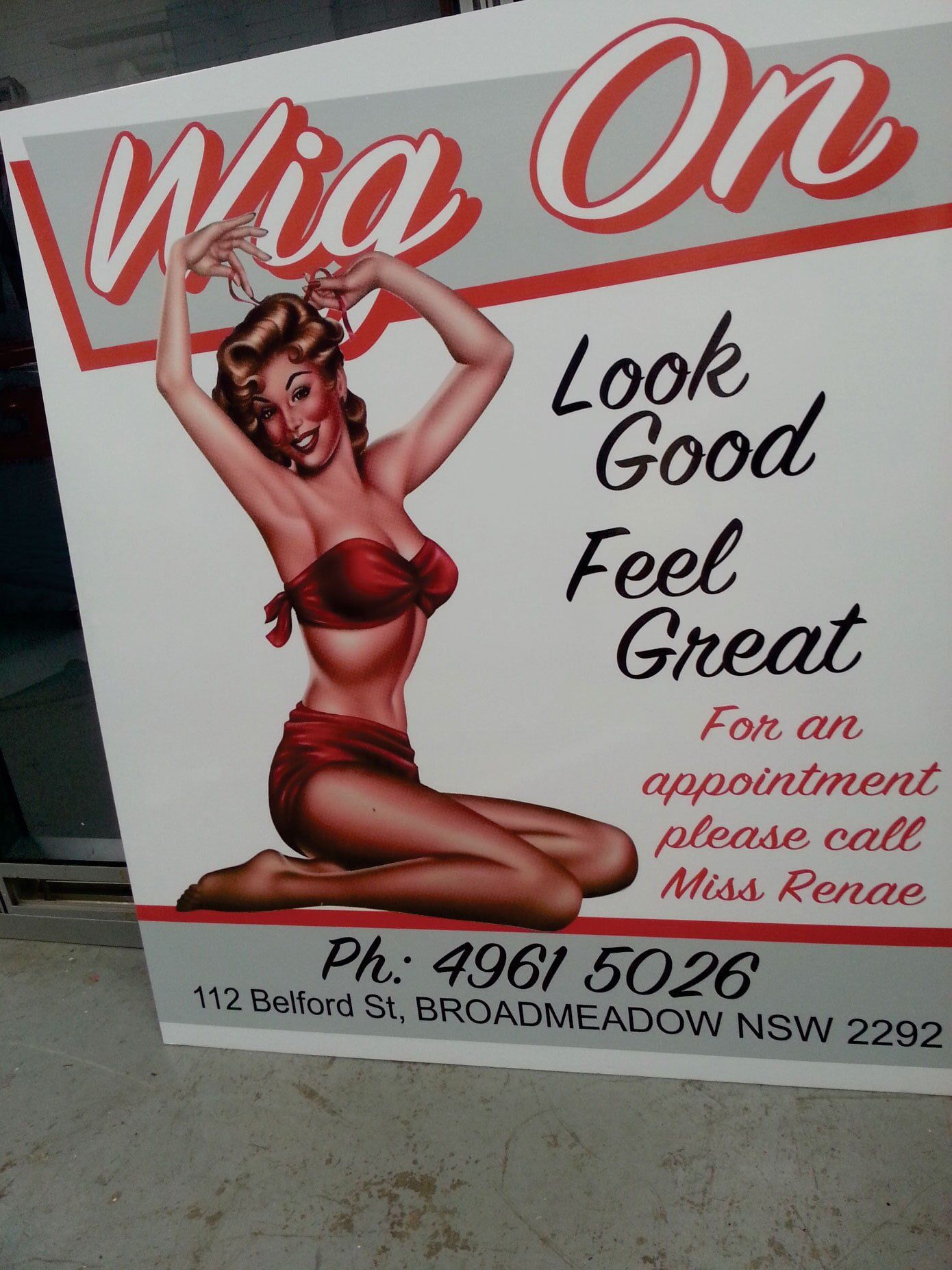 Wigs — A-frame Signs, Signage, Business Signs, Newcastle in Newcastle, NSW