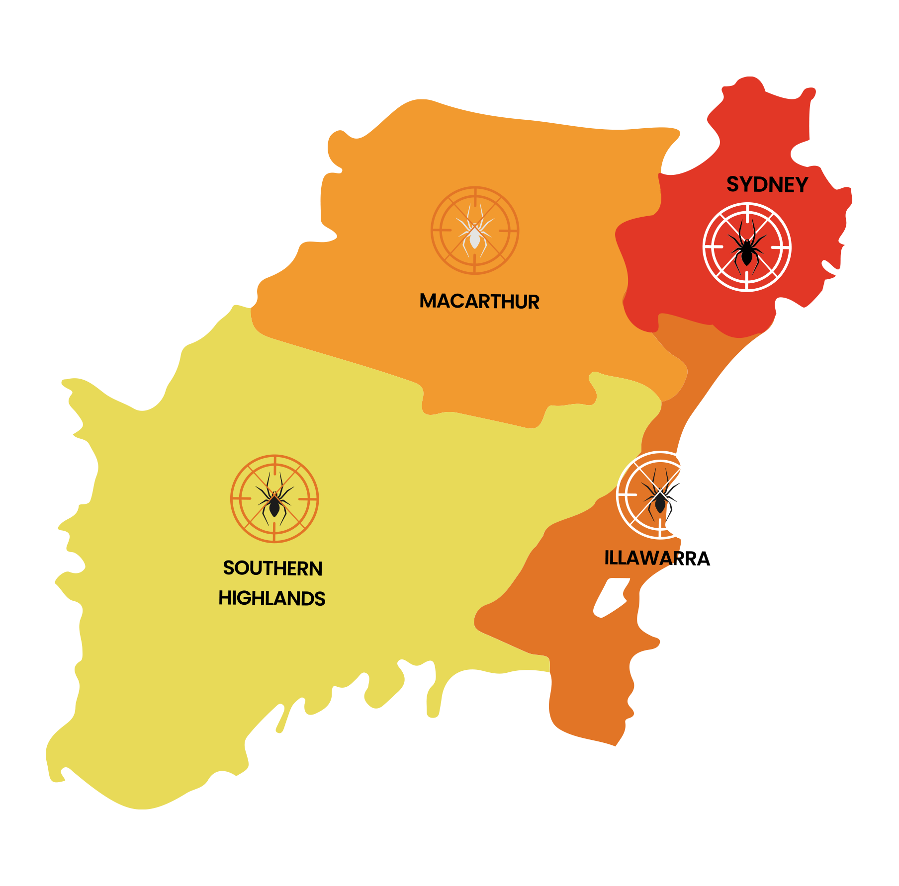 Map of New South Wales With Different Shades of Yellow and Orange — Premier Pest Control Wollongong In Wollongong, NSW