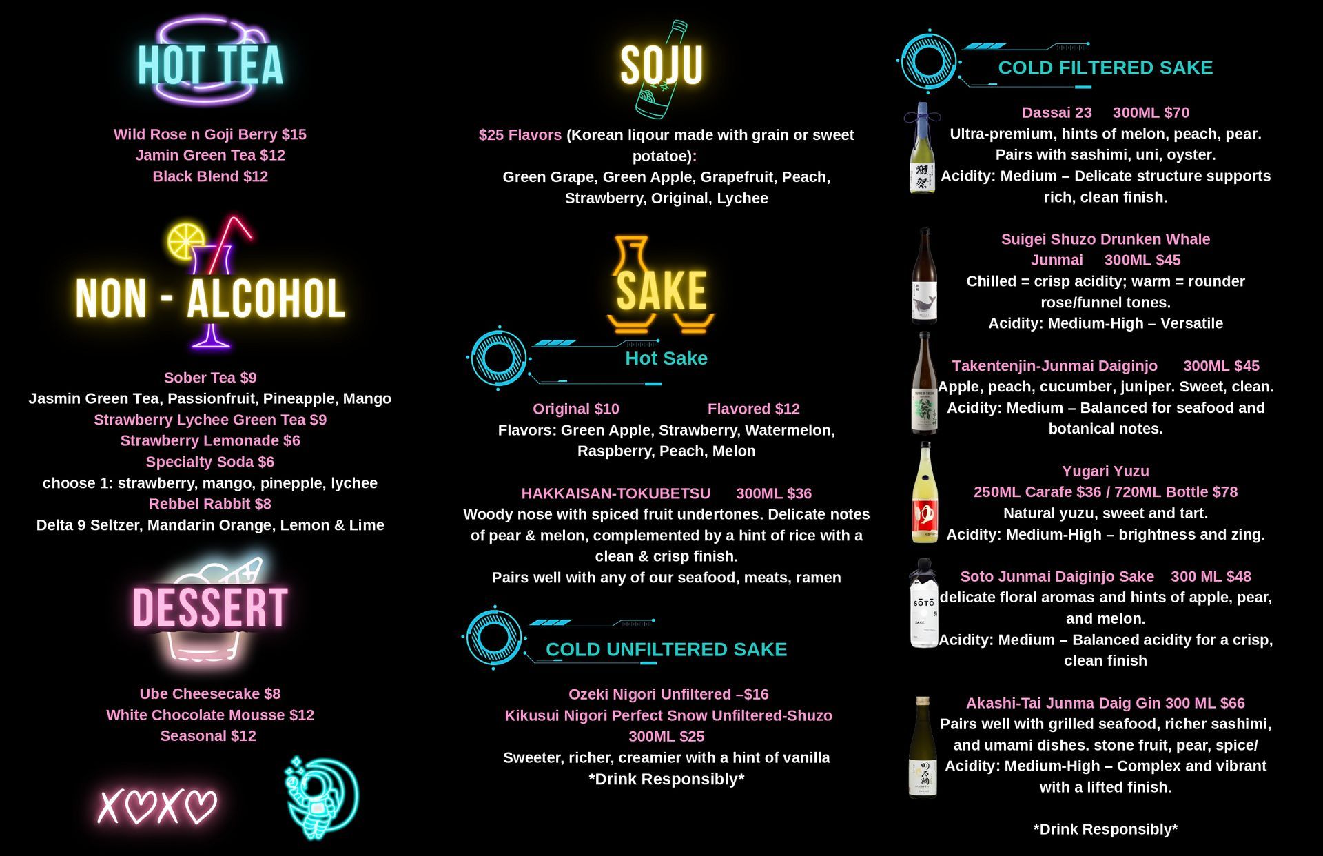 A menu that says happy hour specials on it