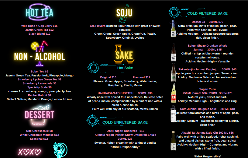 A menu that says happy hour specials on it