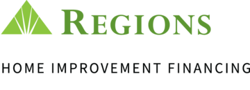 A green and white logo for regions home improvement financing