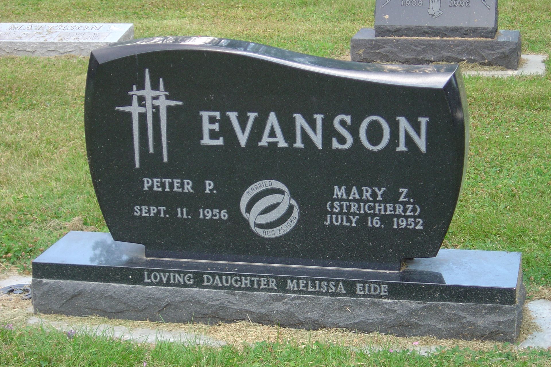 Black tombstone with 