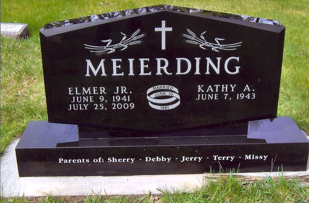 Black granite tombstone with