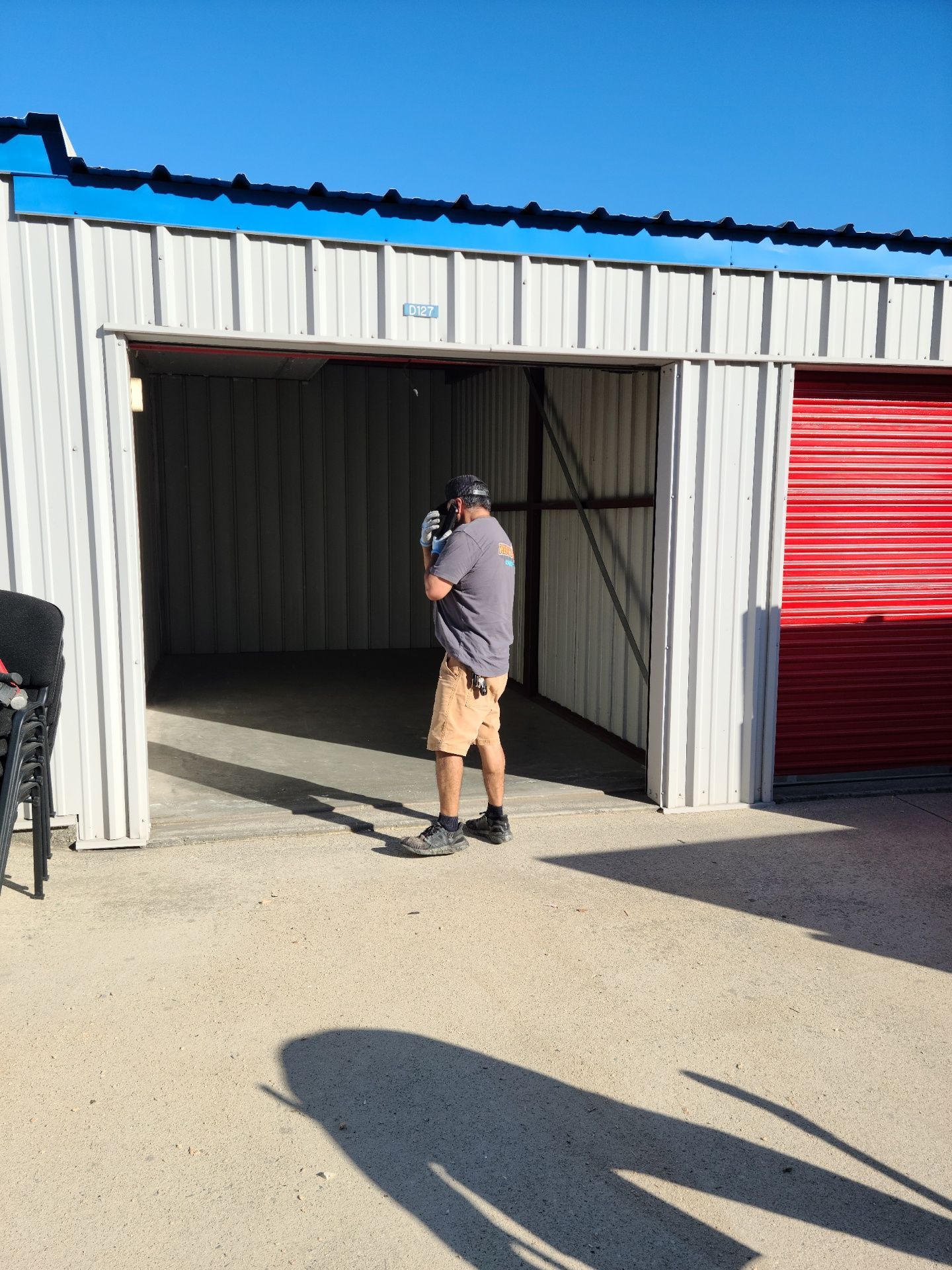 Red truck towing a trailer with 