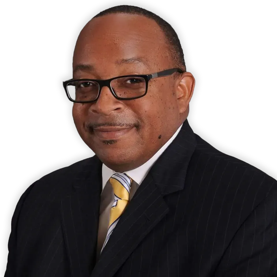 A woman in a red dress is smiling for the camera.