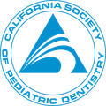 Blue logo: California Society of Pediatric Dentistry; triangle and wave inside circle.