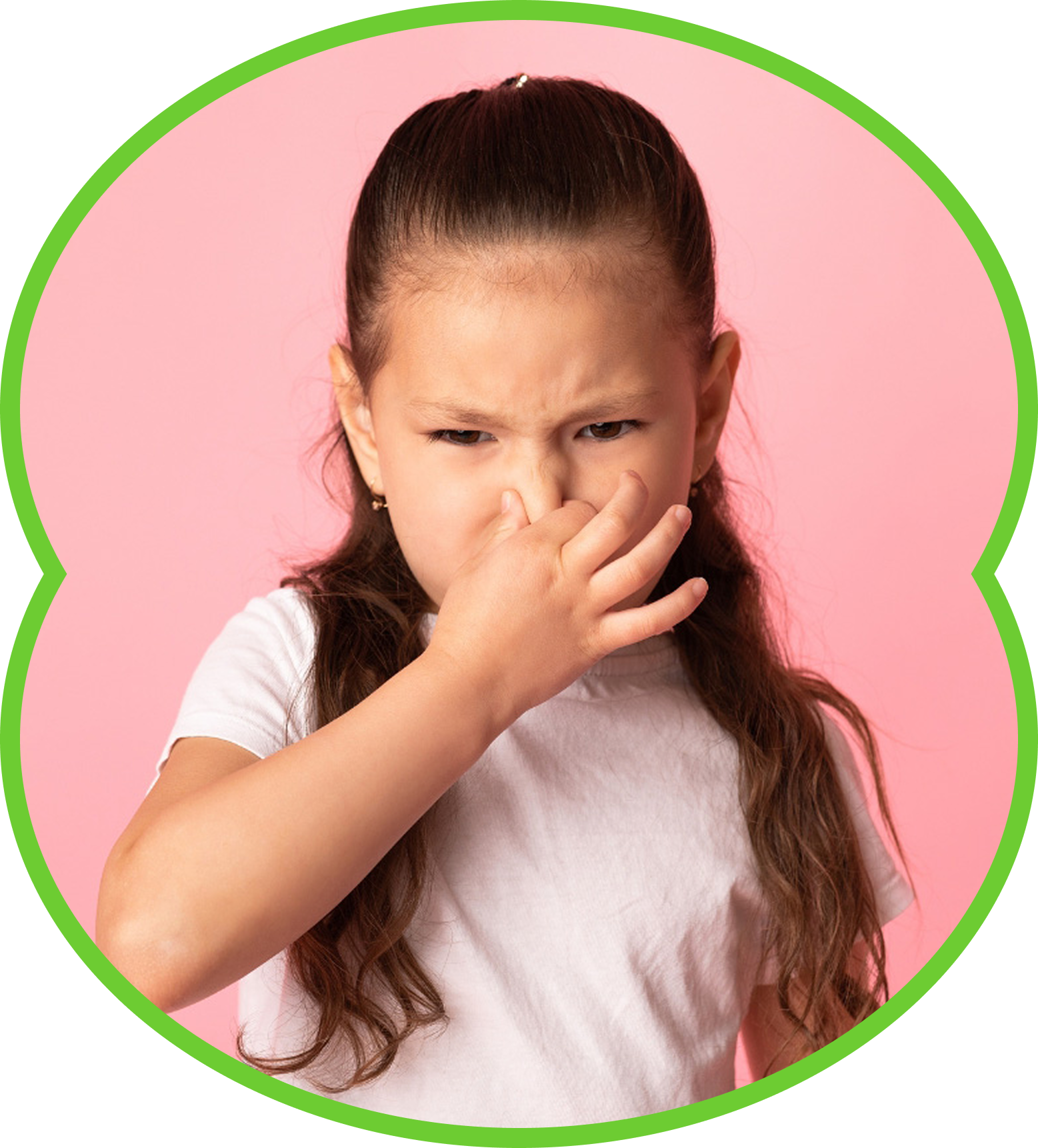 Woman with hand covering mouth, looking concerned; possible bad breath.