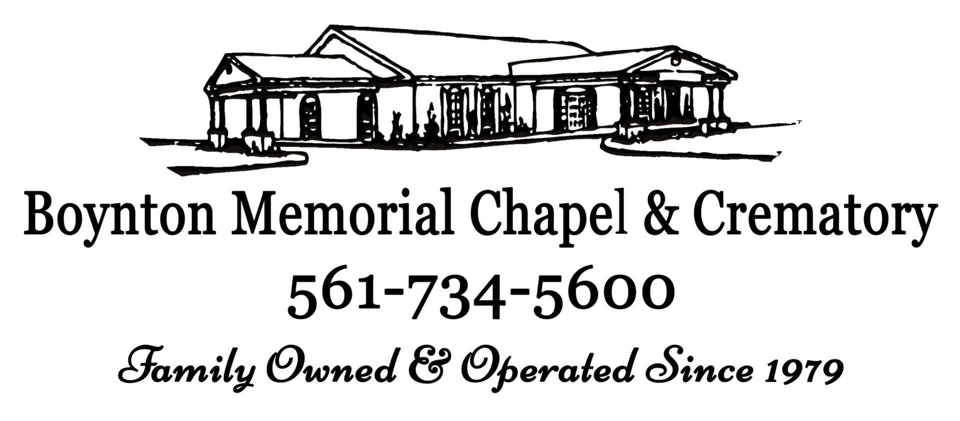 Boynton Memorial Chapel & Crematory logo, with building illustration