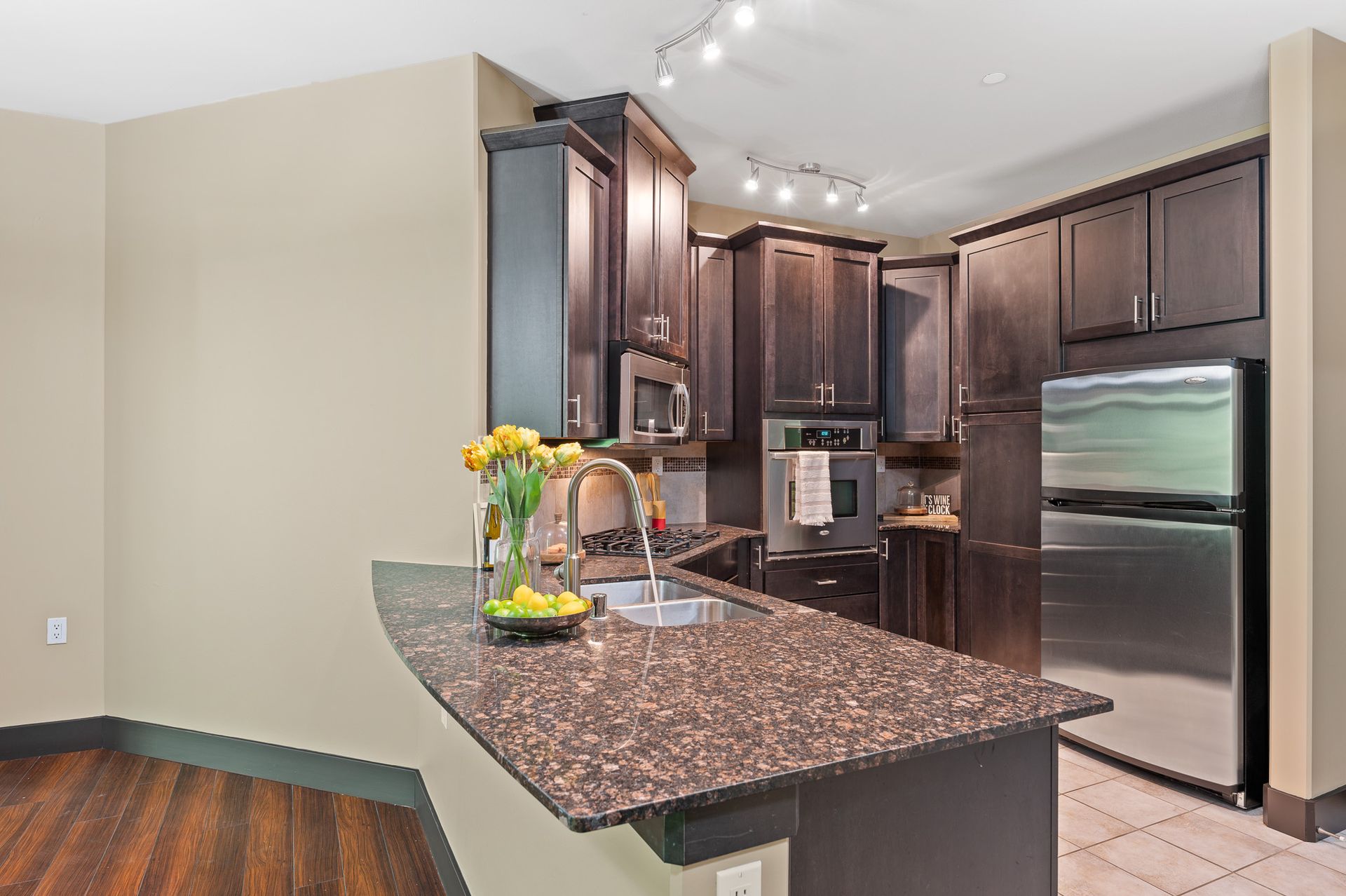 Photo of a barstool area in the kitchen