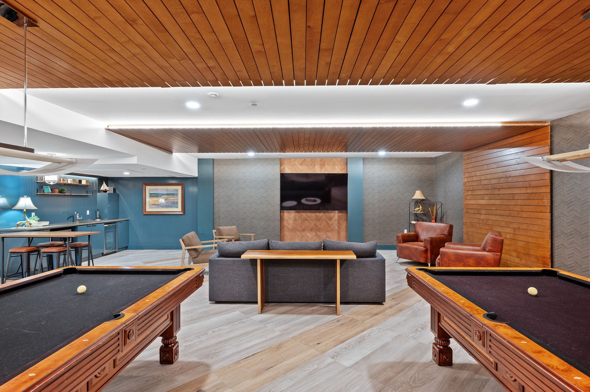 Photo of the billiard room pool tables