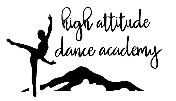 A logo for high attitude dance academy with a silhouette of a ballerina.