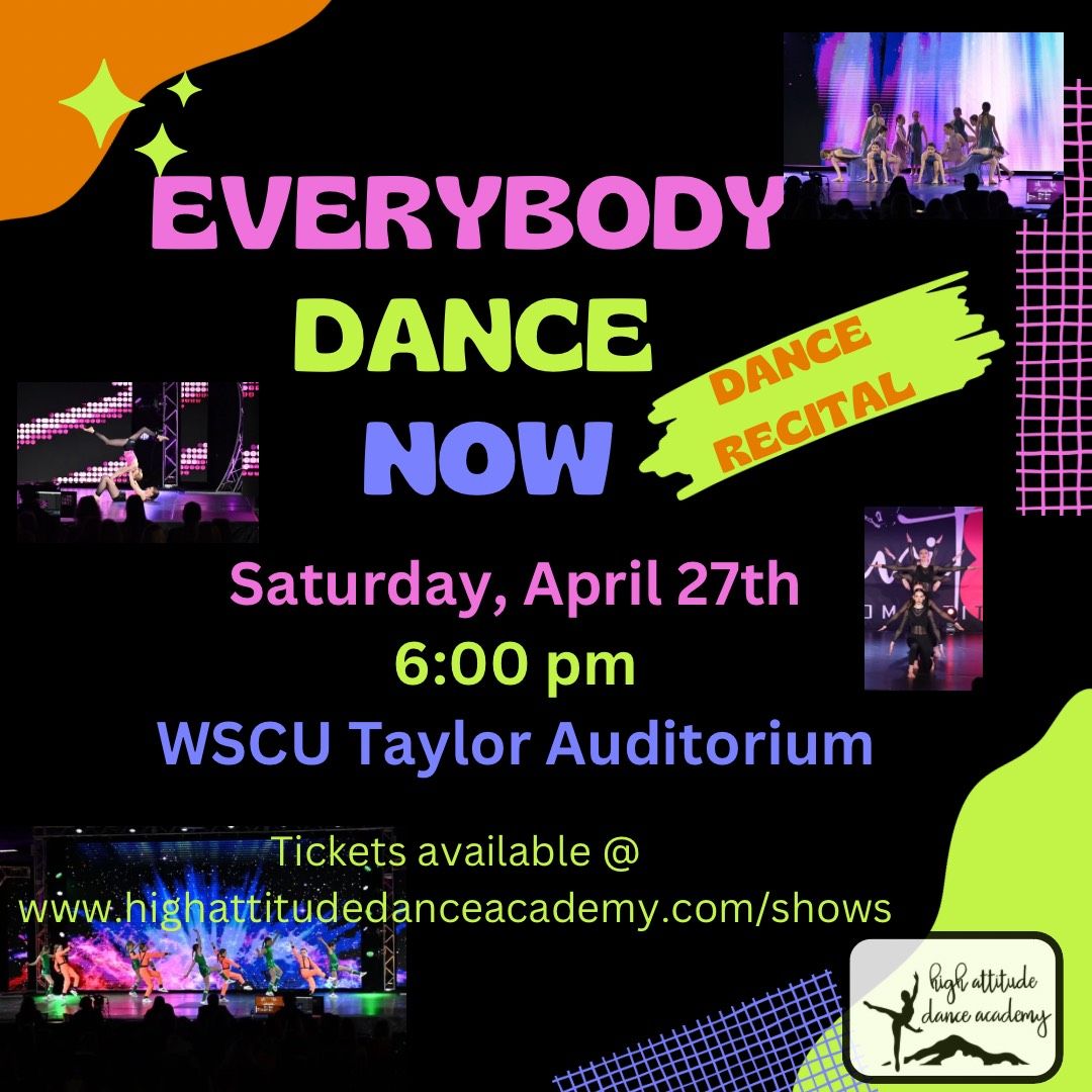 A poster that says everybody dance now on it