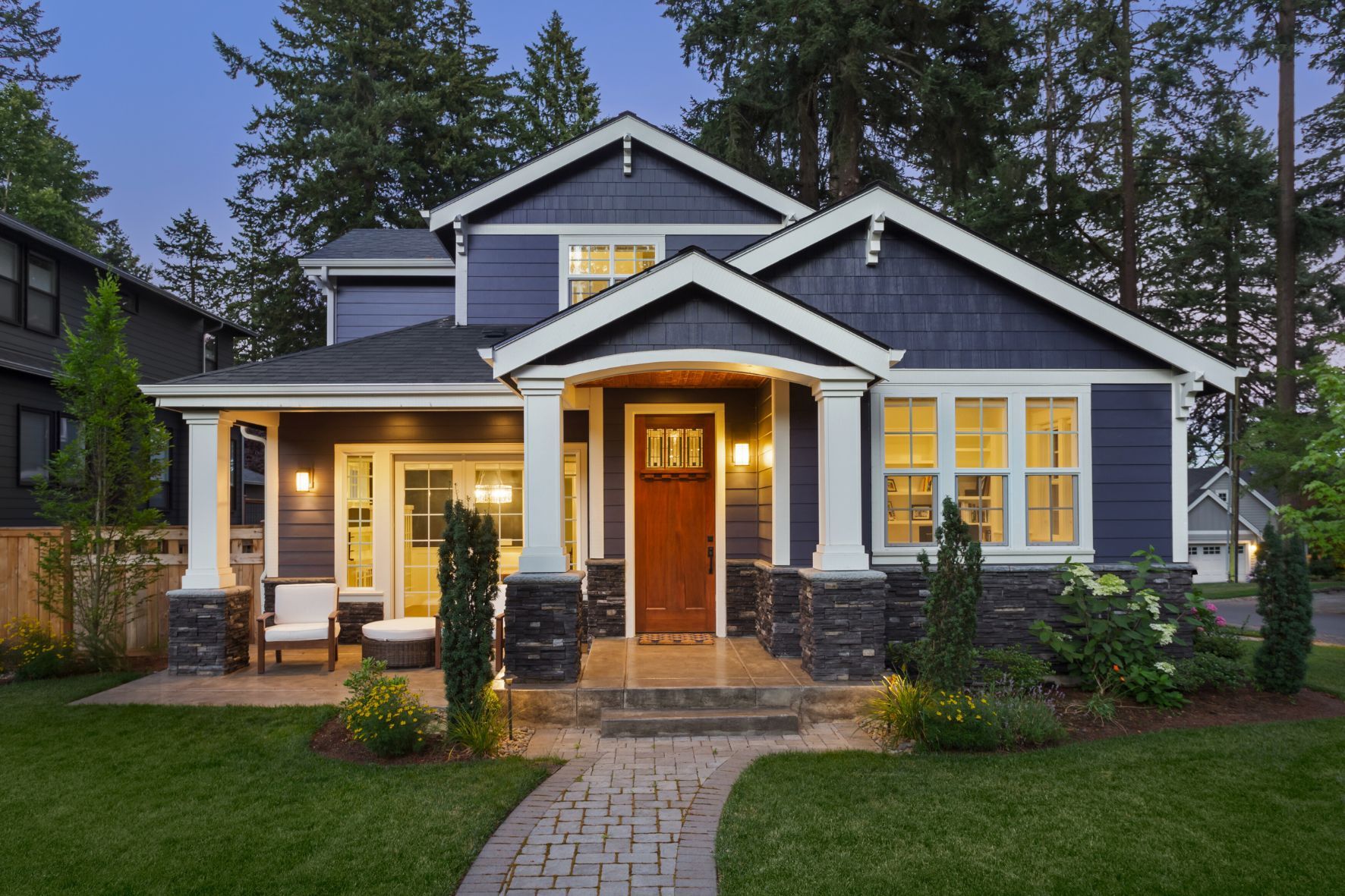 Exterior home painted dark blue