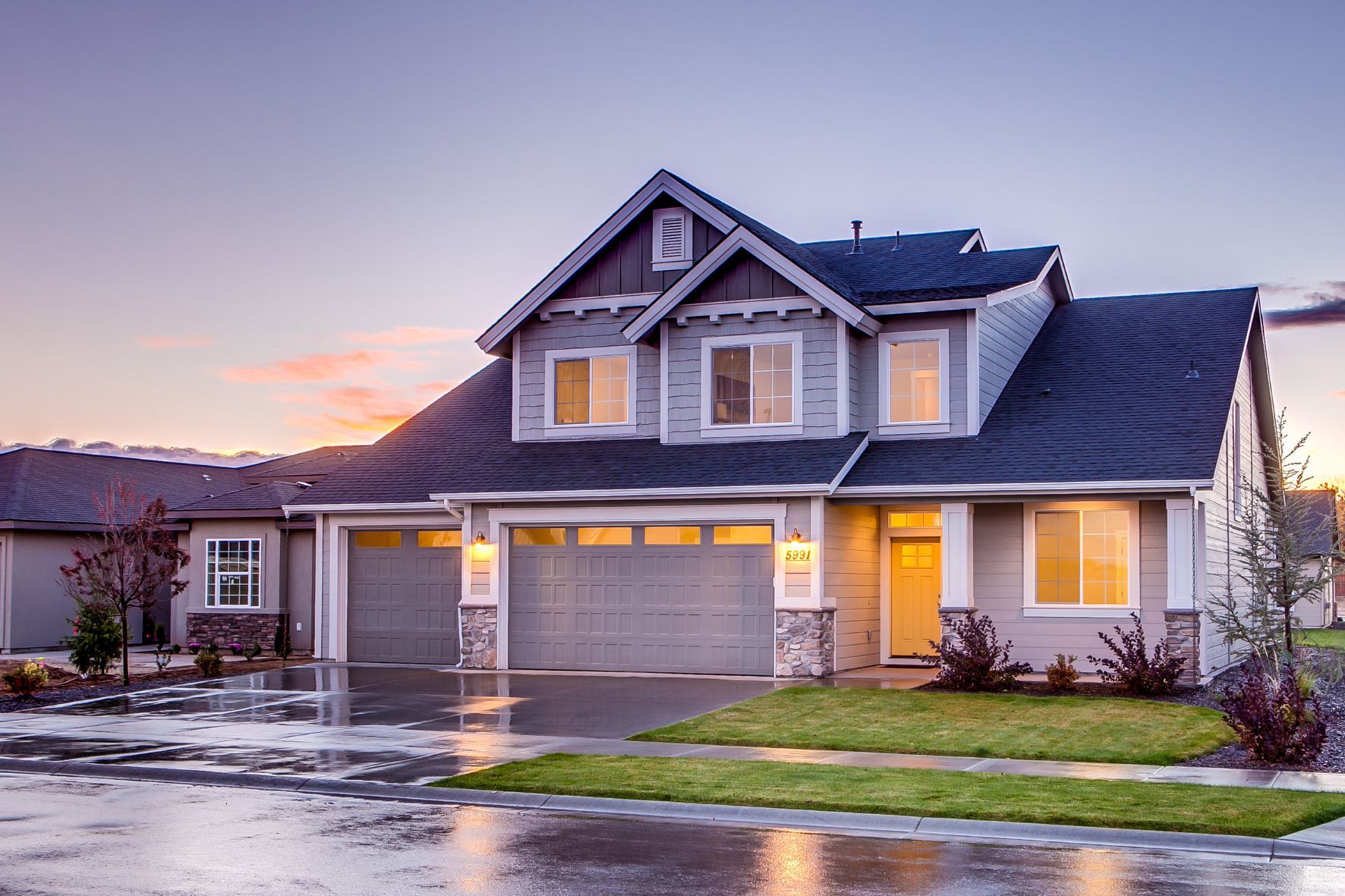 Gray house with stone elements