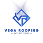 Hexagon logo with mountains, trees, and campfire in orange and blue. Company name is white.